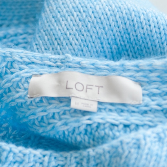 LOFT Blue Cable Knit Back Detail Sweater - Picture 2 of 12